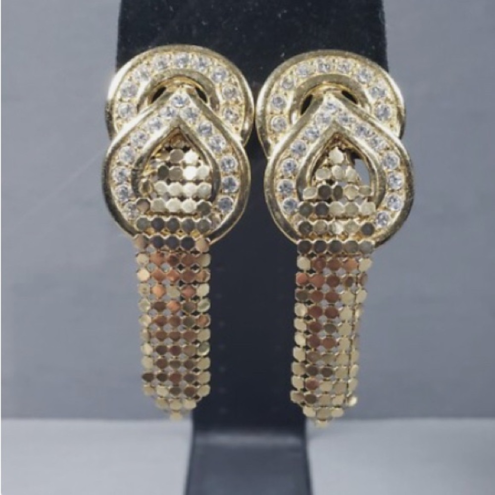 Glamorous Mid-Century Modern Gold and Silver Drop Earrings, screw-on/clip on